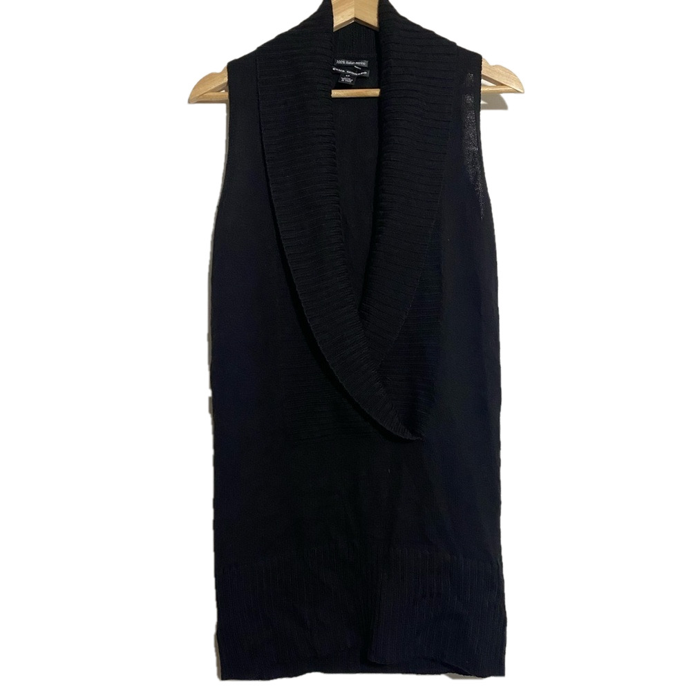 CLUB MONACO double-breasted draped shawl collar tunic sleeve  less top size S